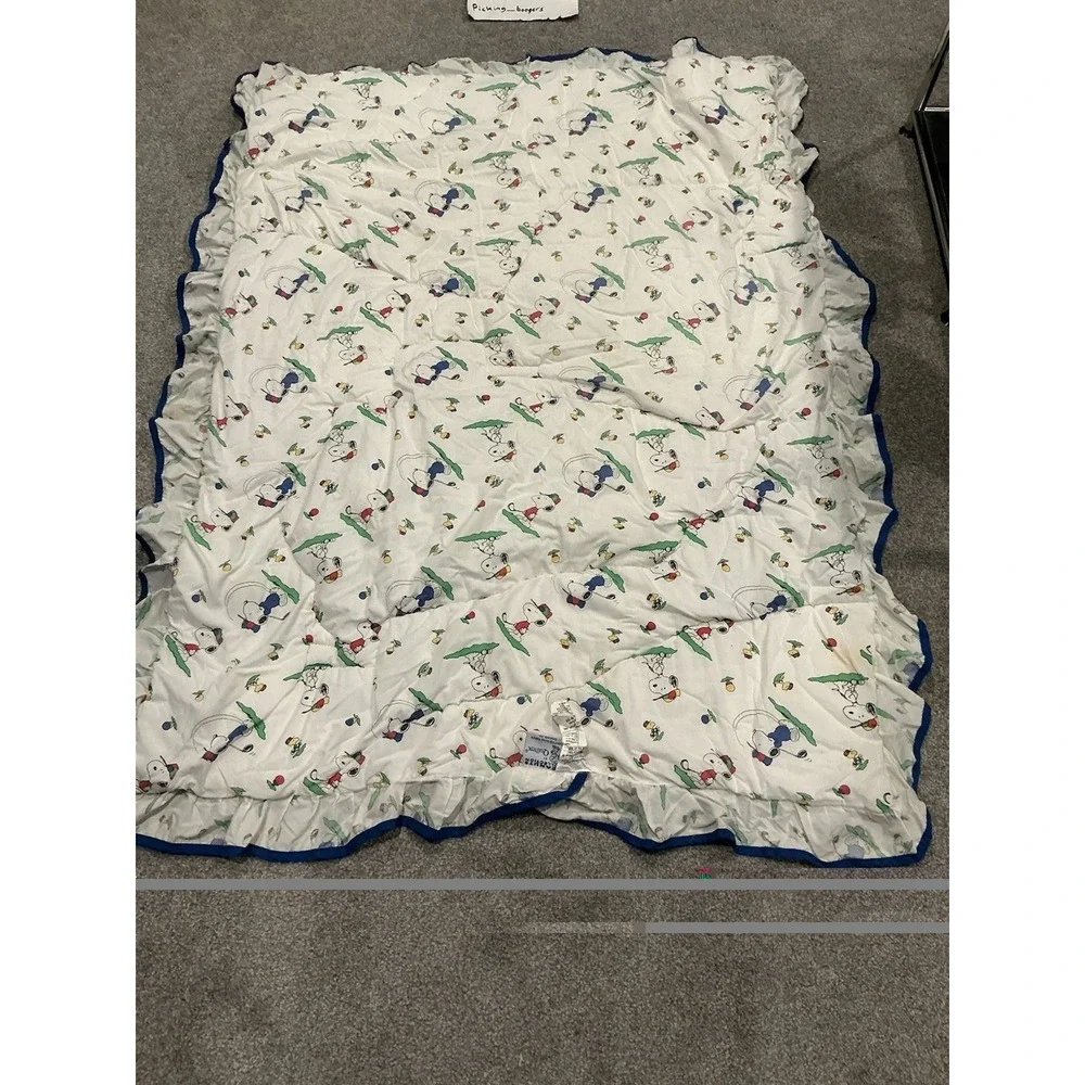 Vintage SNOOPY Golf CRIB QUILT KIT Peanuts Collection by Quilted Bedspread RARE